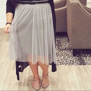 Tulle mesh midi skirt